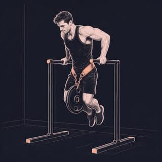 Weighted Dip exercise demonstration